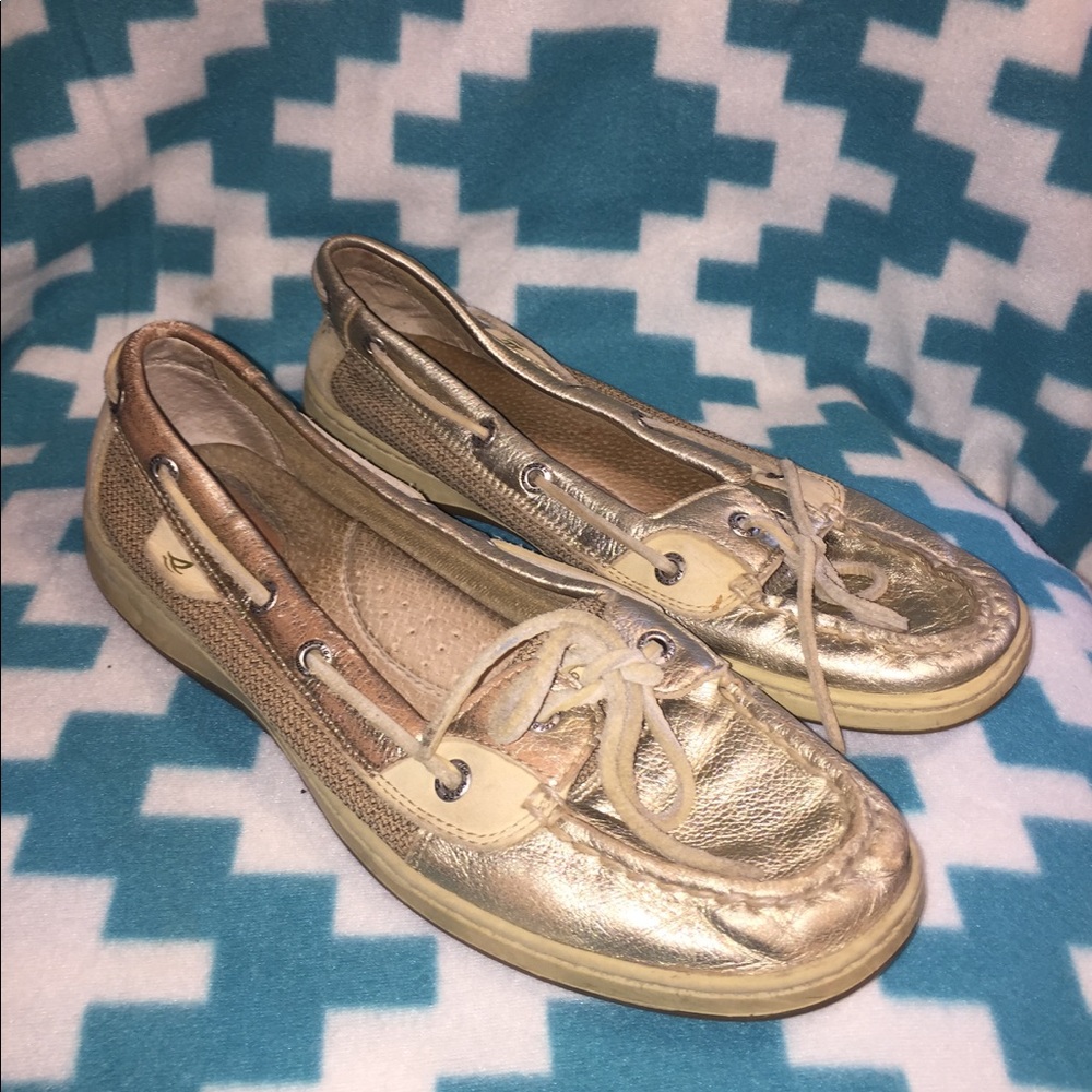 Gold sperry top siders